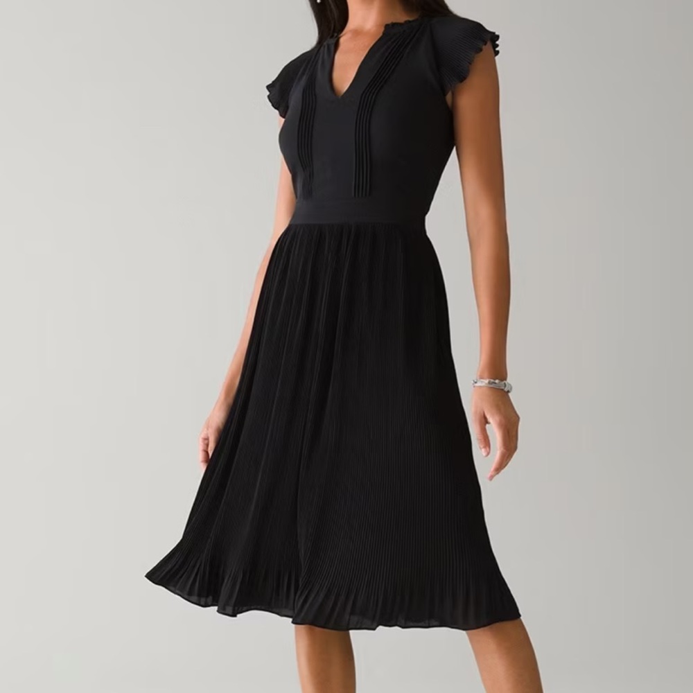 White House Black Market soft midi dress size 8P black, new with tags